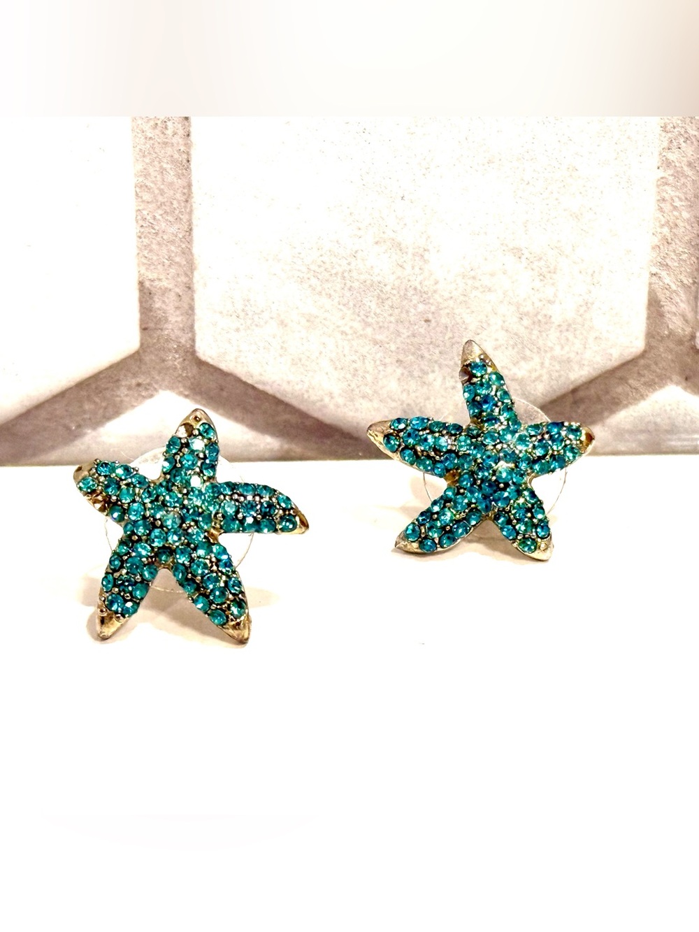 Teal Starfish Stud Earrings